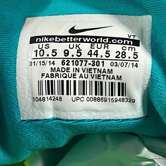 Nike Shoes Mens 10.5 Air Max 2014 Turquoise Night Factor Sneaker Trainer Running - Picture 13 of 16